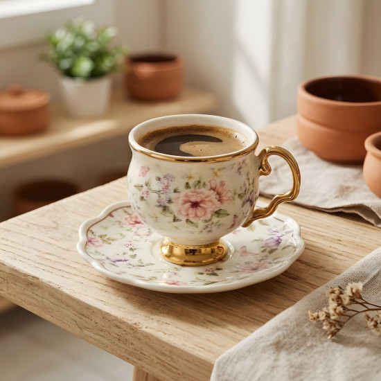 Coffee Cup and Saucer Set - 12 Pcs